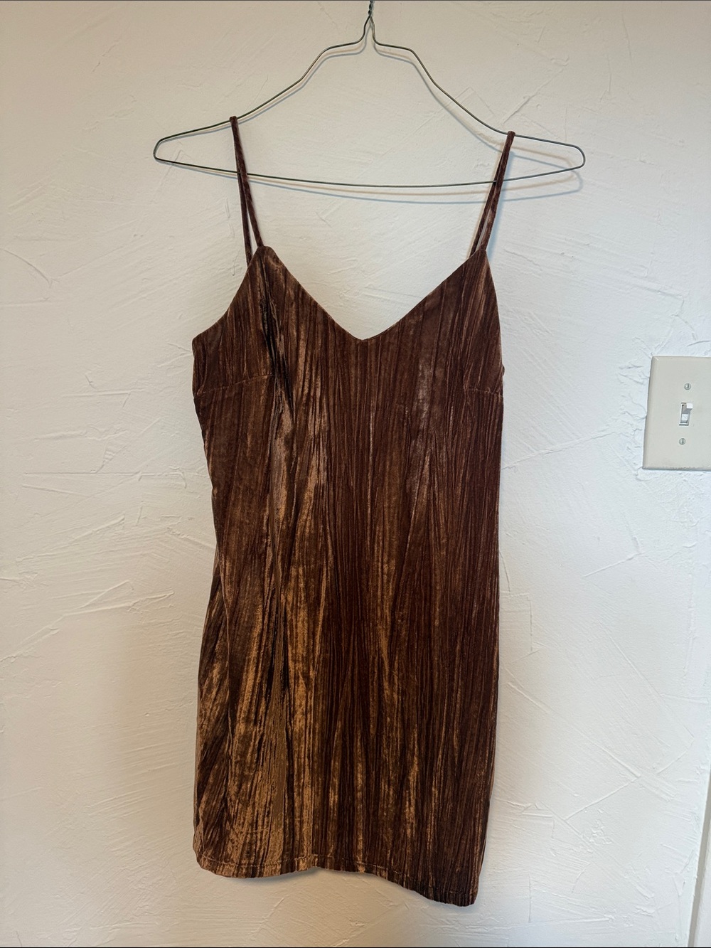Elodie Brown Velvet Mini Slip Dress